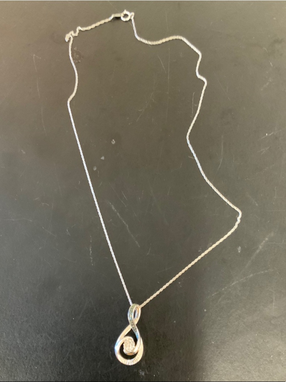 Silver Infinity Teardrop Pendant Necklace - Elegant Women's Jewelry